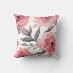 Rosa Pfingstrosen Aquarell Florale Botanische Gema Kissen