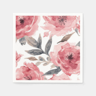 Rosa Pfingstrosen Aquarell Florale Botanische Gema Serviette