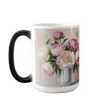 Rosa Pfingstrosen Art Deco Morphing Tasse