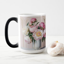 Rosa Pfingstrosen Art Deco Morphing Tasse