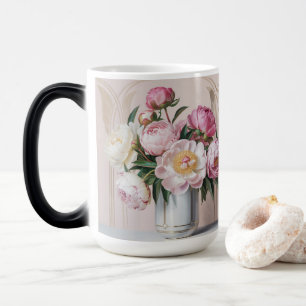 Rosa Pfingstrosen Art Deco Morphing Tasse