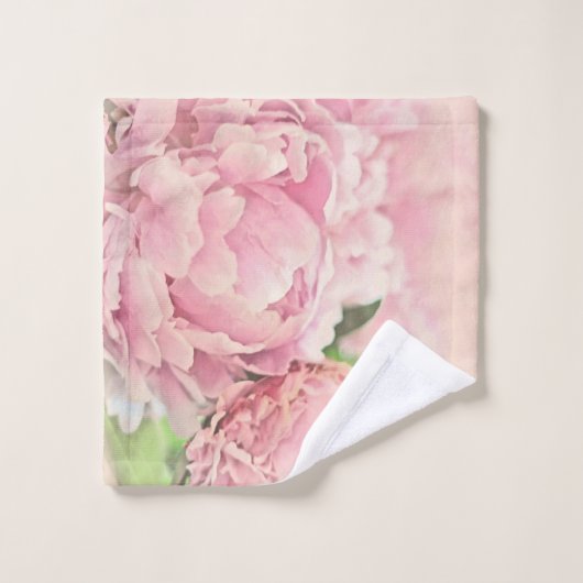 Rosa Pfingstrosen Badhandtuch Set (Waschlappen)