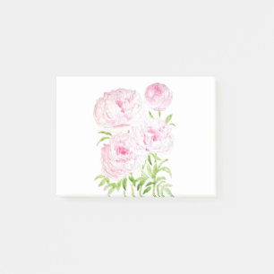 rosa Pfingstrosen-Blumen Aquarell und Tinte Post-it Klebezettel