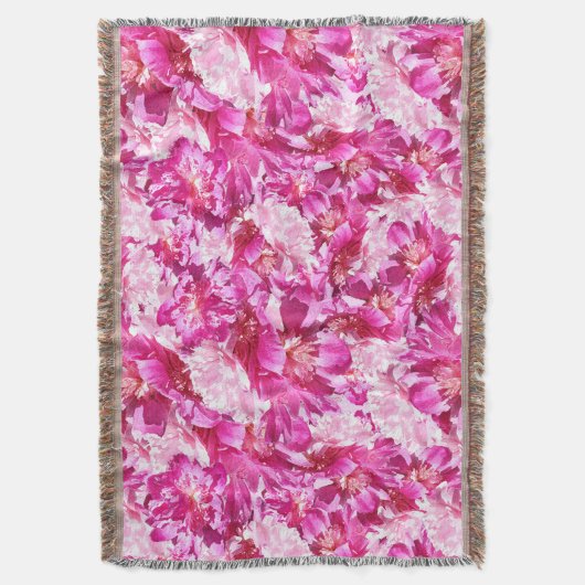 Rosa Pfingstrosen-Blumen-Fransen-Decke Decke (Vorderseite Vertikal)