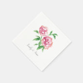 Rosa Pfingstrosen-Blumen Hochzeit Monogramm Serviette (Ecke)