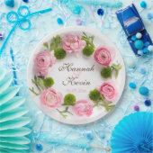 Rosa Pfingstrosen-Blumen Pappteller (Party)