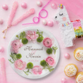 Rosa Pfingstrosen-Blumen Pappteller (Party)