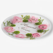 Rosa Pfingstrosen-Blumen Pappteller (Schrägansicht)