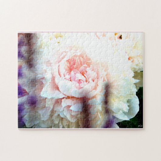 Rosa Pfingstrosen-Blumen-Puzzlespiel Puzzle (Horizontal)