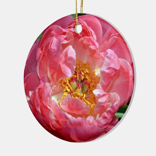 Rosa Pfingstrosen-Blumen-Weihnachtsverzierung Keramikornament (Links)