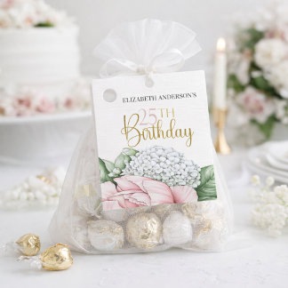 Rosa Pfingstrosen-Blumen zum 25. Geburtstag  Geschenkanhänger