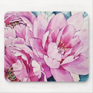 Rosa Pfingstrosen-BlumenAquarell-Kunst Mousepad