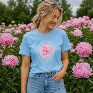 Rosa Pfingstrosen-Blumenbibelvers Babyblau Christl T-Shirt