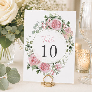 Rosa Pfingstrosen Blumenrahmen Hochzeit Tischnummer