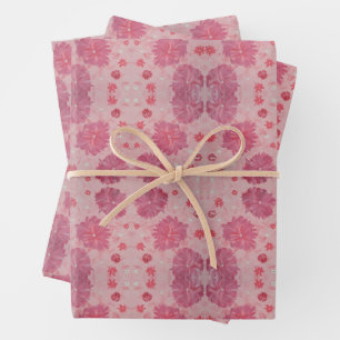 Rosa Pfingstrosen-Blumenverpackungspapier Geschenkpapier Set