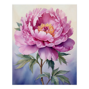 Rosa Pfingstrosen-Blumenwandkunst Poster