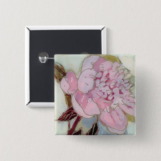 Rosa Pfingstrosen-Blüte Button (Vorne & Hinten)