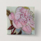 Rosa Pfingstrosen-Blüte Button (Vorderseite)