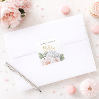 Rosa Pfingstrosen-Blüten 21. Geburtstag  Quadratischer Aufkleber
