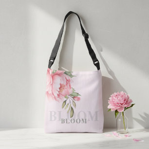 Rosa Pfingstrosen-Blüten Elegante Wasserfarben-T Tragetaschen Mit Langen Trägern