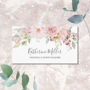 Rosa Pfingstrosen-Blüten-Rosa Romantisch Floral Visitenkarte