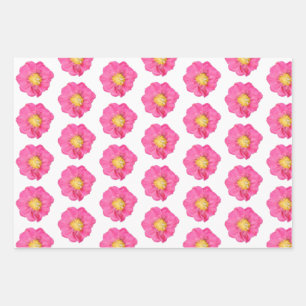 Rosa Pfingstrosen-Botanik-Flachblatt-Geschenkverpa Geschenkpapier Set