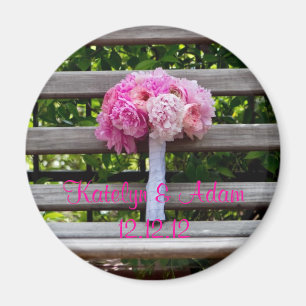 Rosa Pfingstrosen-Brautblumenstrauß Magnet