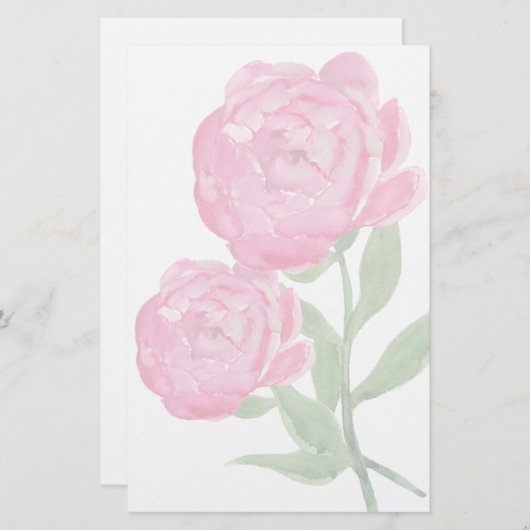 Rosa Pfingstrosen-Briefpapier Briefpapier (Vorne/Hinten)