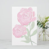 Rosa Pfingstrosen-Briefpapier Briefpapier (Stehend Vorderseite)