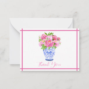 Rosa Pfingstrosen-Chinoiserie-Vase Dankeschön  Mitteilungskarte