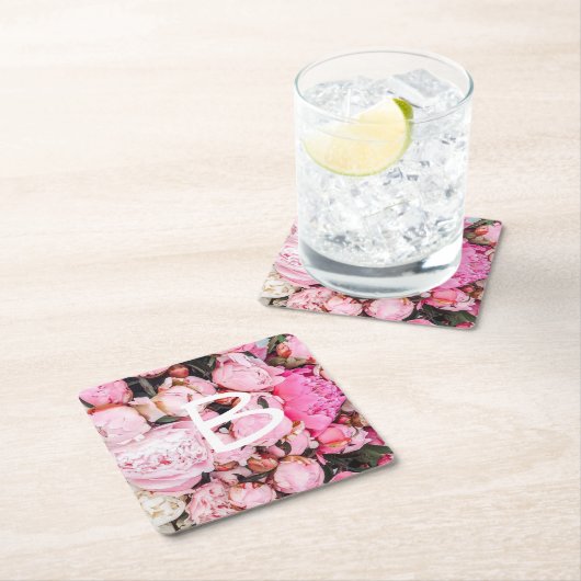 Rosa Pfingstrosen-Entwurf Rechteckiger Pappuntersetzer (Vor Ort)