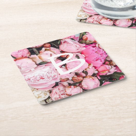Rosa Pfingstrosen-Entwurf Rechteckiger Pappuntersetzer (angewinkelt)