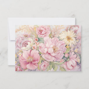 Rosa Pfingstrosen Flachkarte Dankeskarte