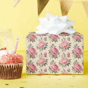 Rosa Pfingstrosen Floral Botanisch Geschenkpapier