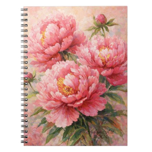 Rosa Pfingstrosen-Garten Floral Notizblock (Vorderseite)
