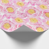 Rosa Pfingstrosen Geschenkpapier (Ecke)