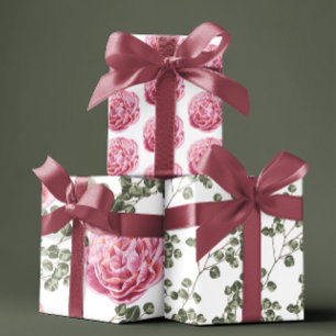 Rosa Pfingstrosen-Geschenkpapierbögen Geschenkpapier Set