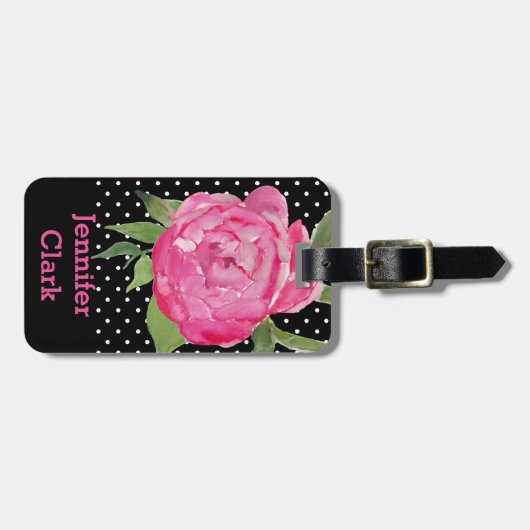 Rosa Pfingstrosen-Gewohnheits-Gepäckanhänger Gepäckanhänger (Vorderseite horizontal)