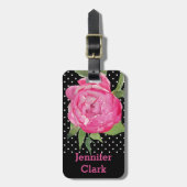 Rosa Pfingstrosen-Gewohnheits-Gepäckanhänger Gepäckanhänger (Vorderseite vertikal)