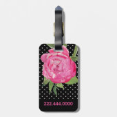 Rosa Pfingstrosen-Gewohnheits-Gepäckanhänger Gepäckanhänger (Rückseite vertikal)