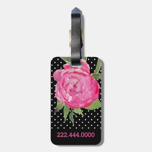 Rosa Pfingstrosen-Gewohnheits-Gepäckanhänger Gepäckanhänger (Rückseite vertikal)