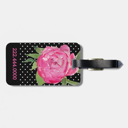 Rosa Pfingstrosen-Gewohnheits-Gepäckanhänger Gepäckanhänger (Rückseite horizontal)