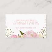 Rosa Pfingstrosen-Goldconfetti-Visitenkarte Visitenkarte (Rückseite)