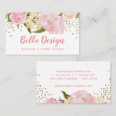 Rosa Pfingstrosen-Goldconfetti-Visitenkarte Visitenkarte (Vorne/Hinten)