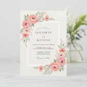 Rosa Pfingstrosen-Hochzeit Einladung (Stehend Vorderseite)