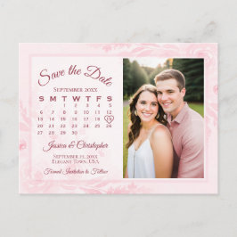 Rosa Pfingstrosen-Hochzeit-Kalender-Foto zum Speic Ankündigungspostkarte