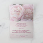 Rosa Pfingstrosen-Hochzeits-Einladungs-Karte Einladung (Innenseite)