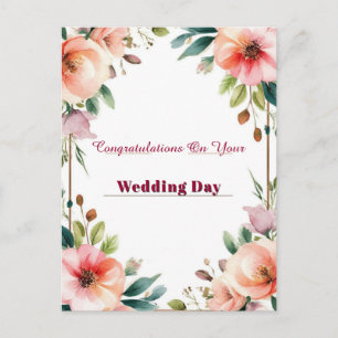 Rosa Pfingstrosen-Hochzeitswunsch-Grußkarte 💍 Postkarte