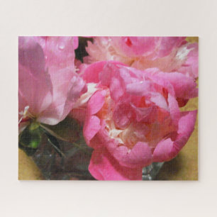 Rosa Pfingstrosen in Vasen-Fotomauspad Puzzle