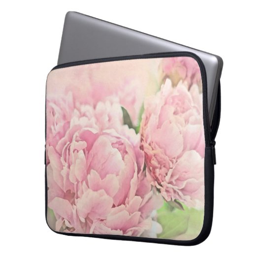 Rosa Pfingstrosen Laptopschutzhülle (Vorderseite Links)